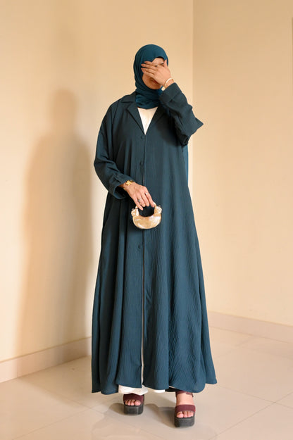 Turkish Staple Coat Abaya- Zinc