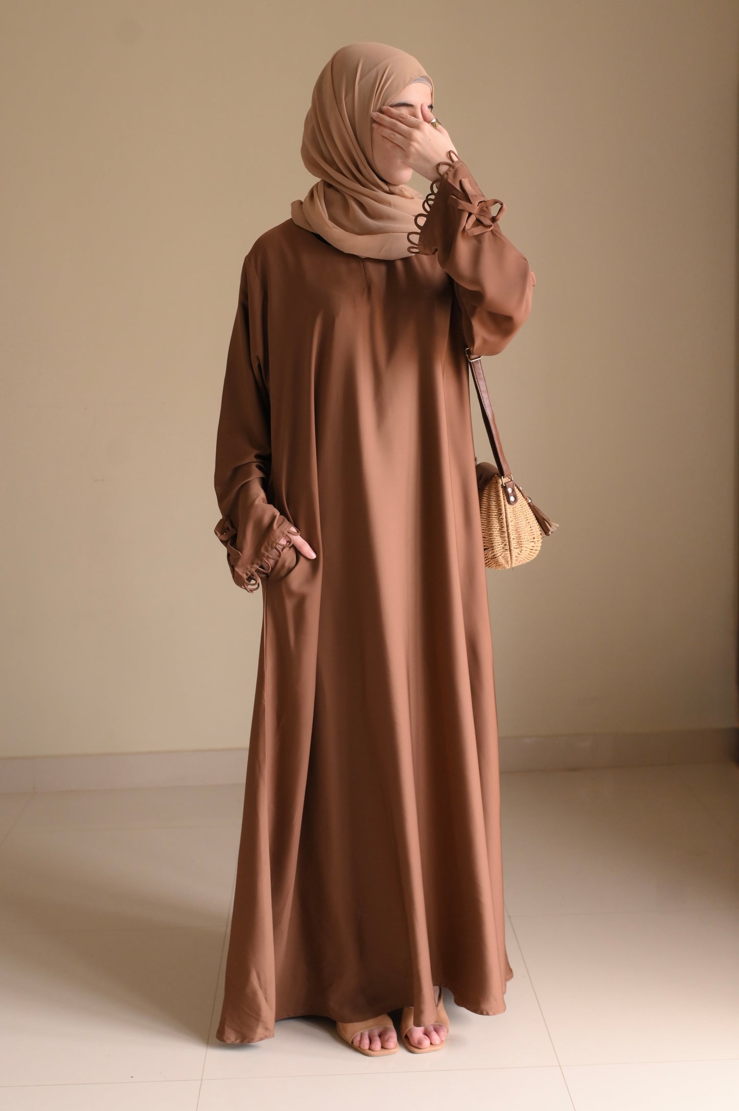 Elysian Bow Sleeve Nida Abaya-Cadbury