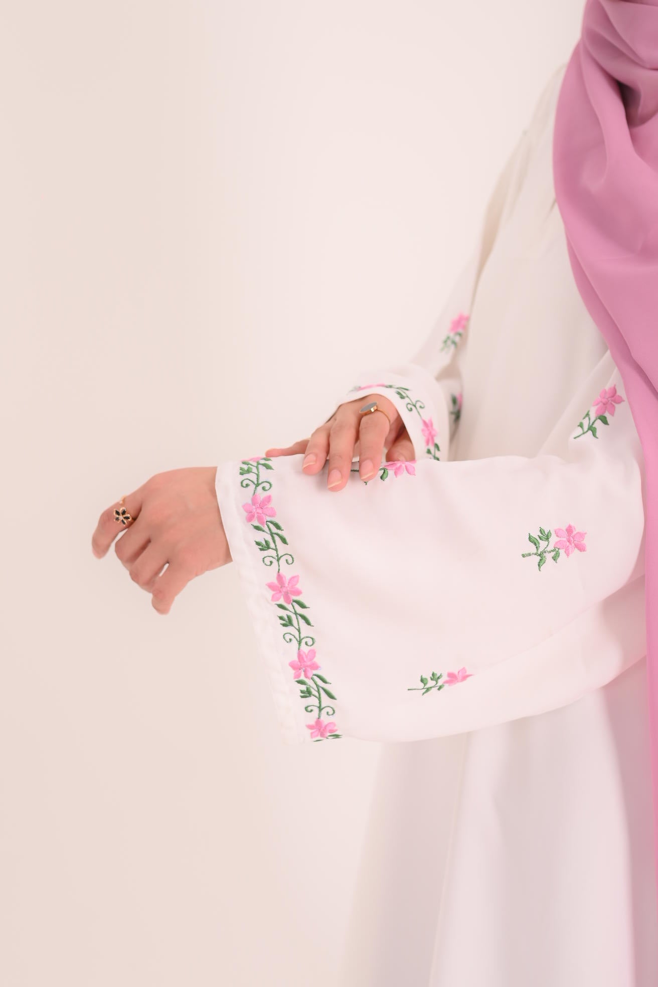 Ivory Bloom- Embroidered Abaya