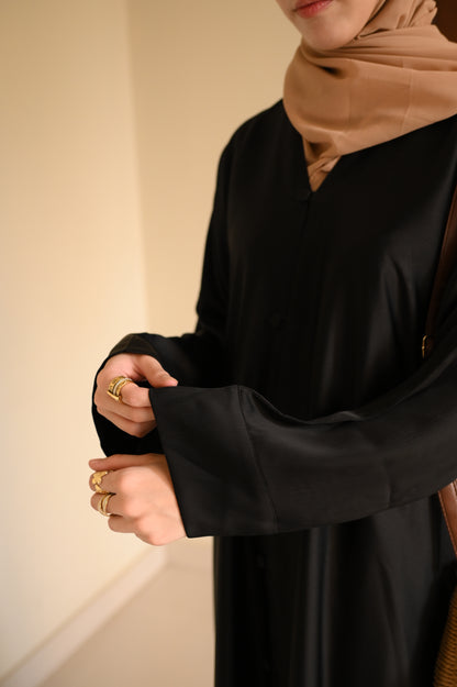 Noir Luxe Staple Abaya- Jet black