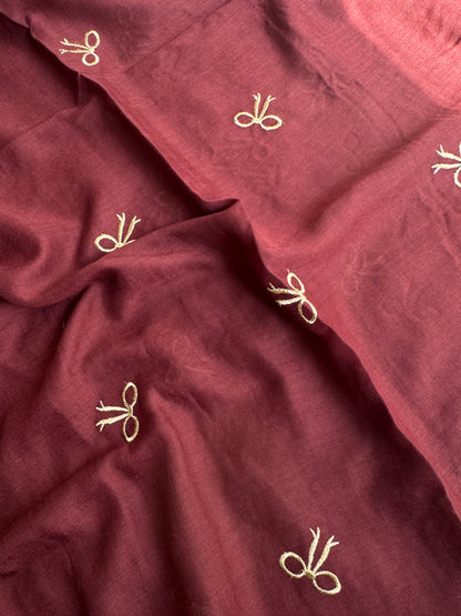 Embroidered Bow Hijabs- Mahogany