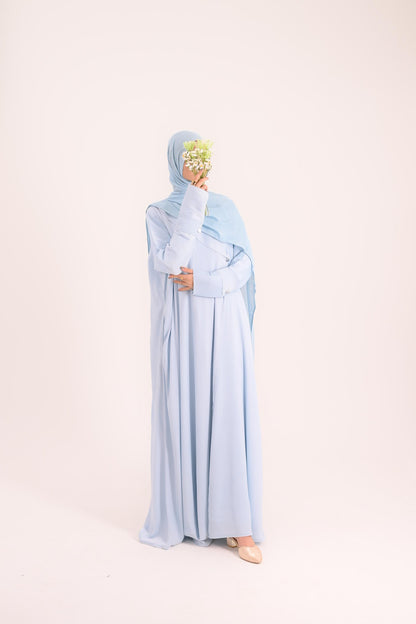 Raha- Bahrain Coat Abaya- Pastel Blue