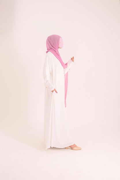 Raha- Bahrain Coat Abaya- Pearl White