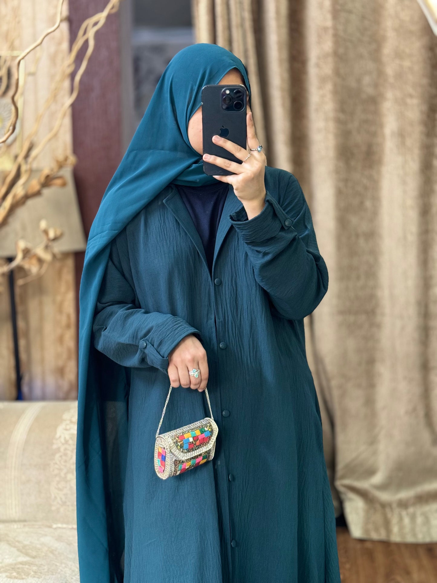 Turkish Staple Coat Abaya- Zinc