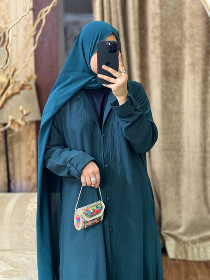 Turkish Staple Coat Abaya- Zinc