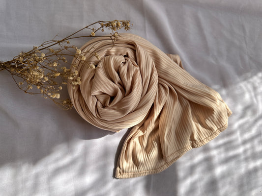 Satan Ribbed Jersey- Nude