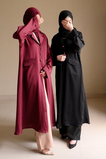 Staple Winter Coat Abaya-Maroon