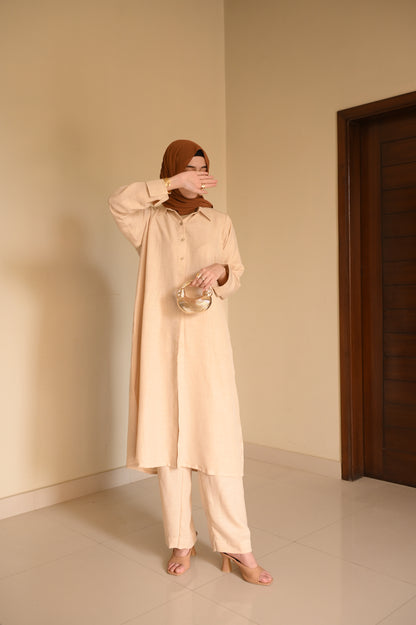 Essence Coord Set- Beige- Crush Linen