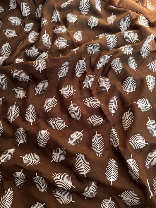 Block Print Feathers- Chocolate