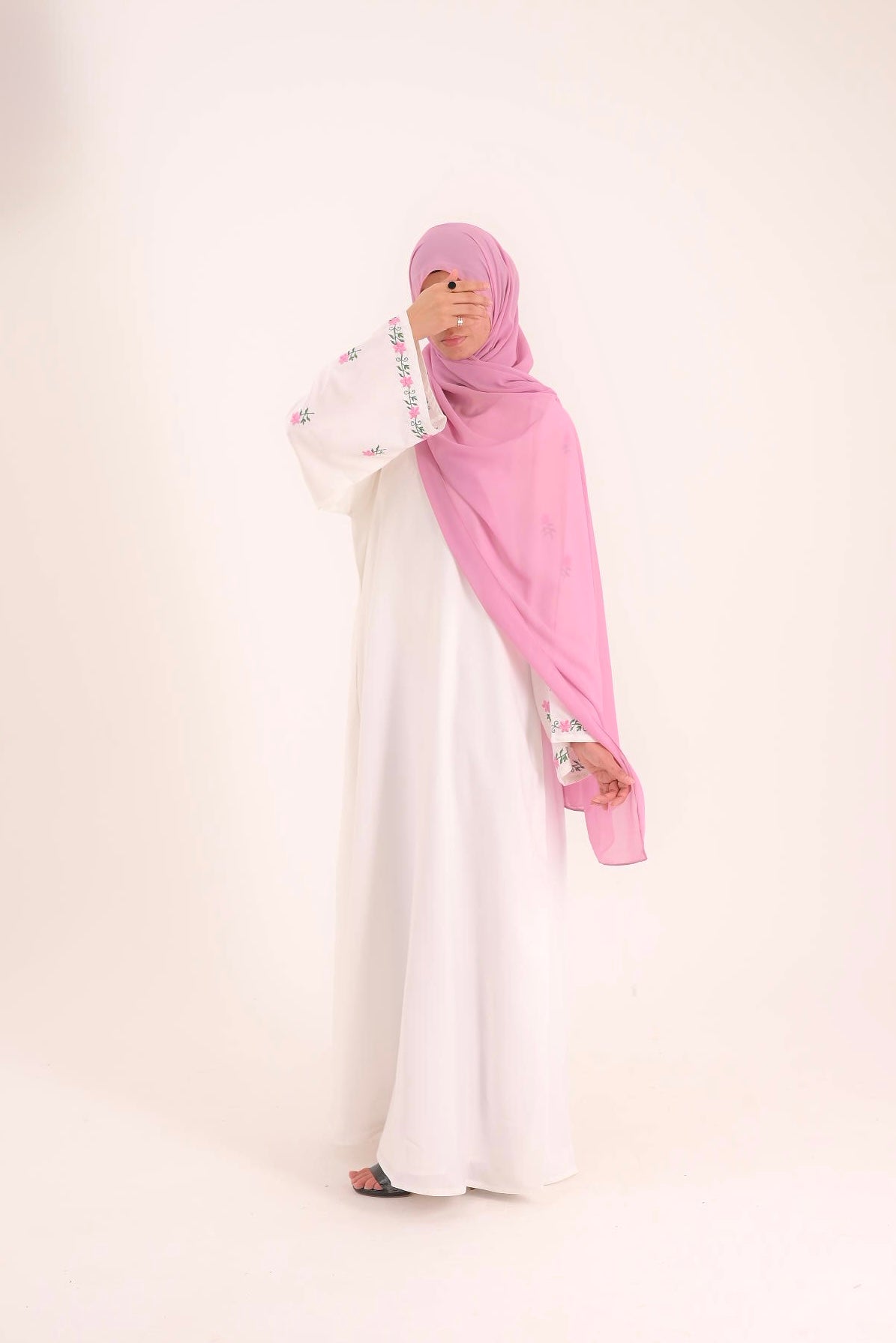 Ivory Bloom- Embroidered Abaya