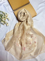 Butterfly Embroidered Organza- Luxury Hijabs-Nude Gold