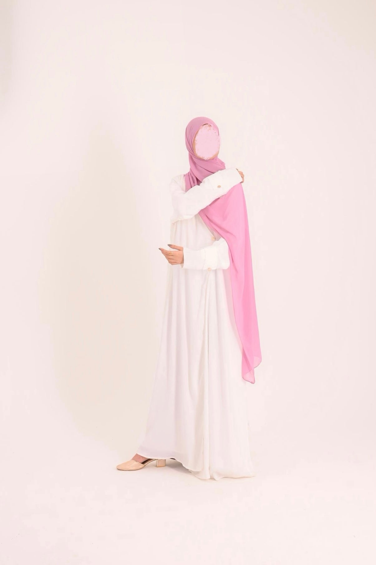 Raha- Bahrain Coat Abaya- Pearl White