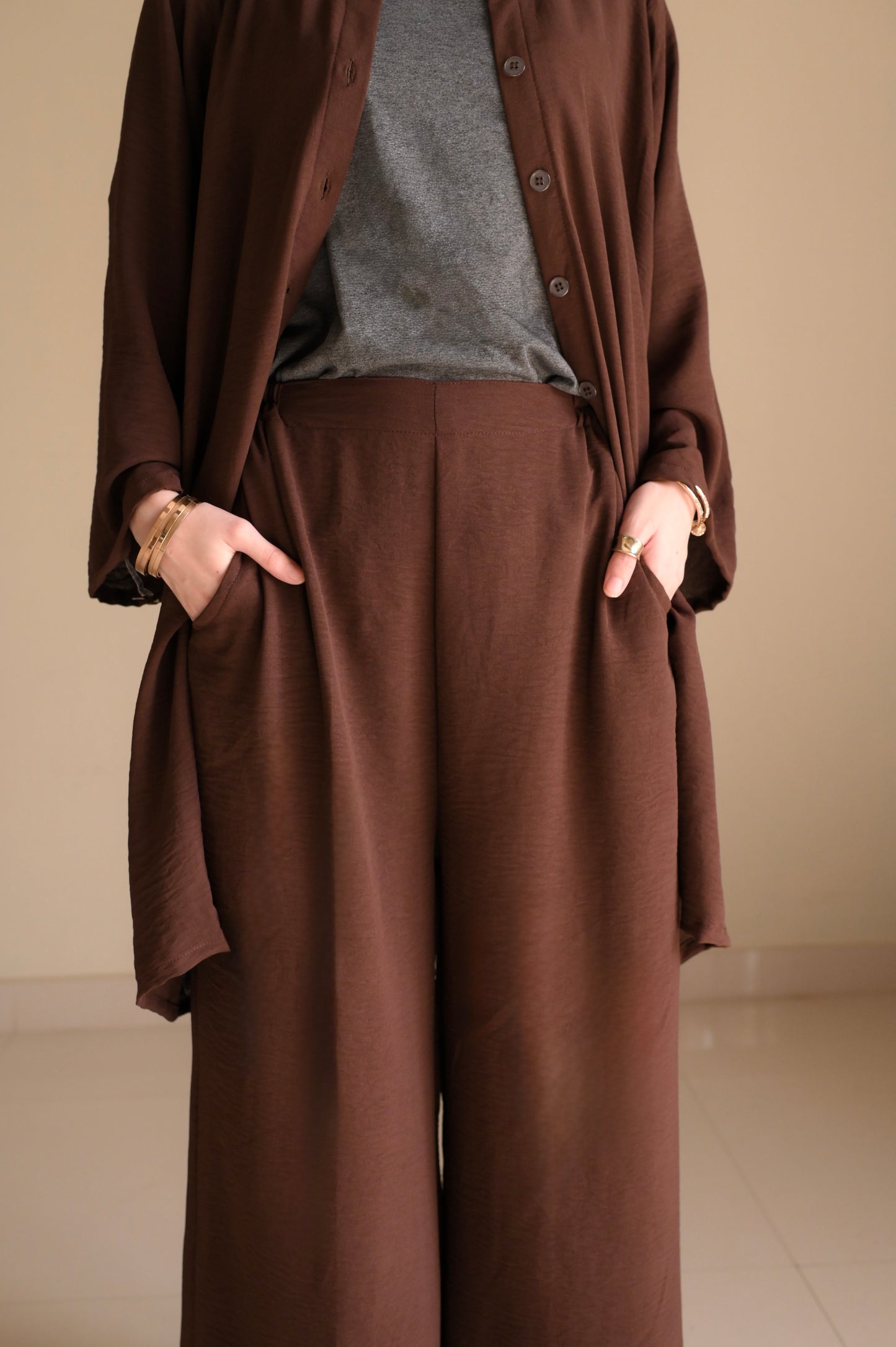 Button Down-Modest Coord Set- Choco