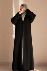 Turkish Staple Coat Abaya- Black