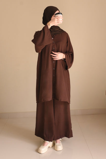 Button Down-Modest Coord Set- Choco