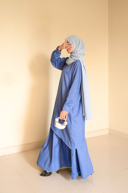 Celestial Coord Set- Denim Blue- Crush Linen