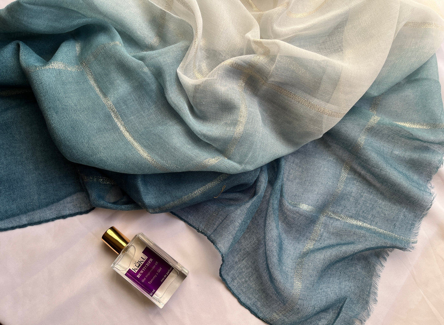 Ombre Gold Grids- Tissue Viscose- Teal