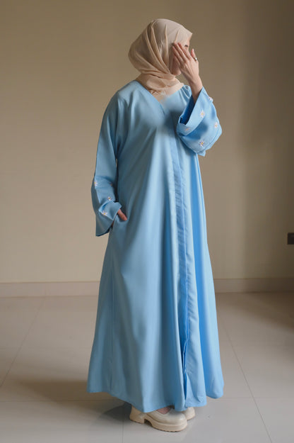 Daisies Abaya- Sky blue