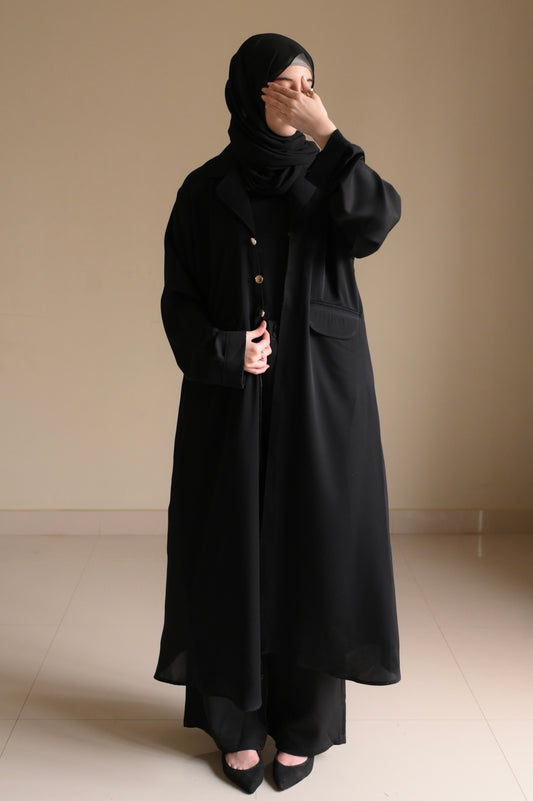 Staple Winter Coat Abaya-Black