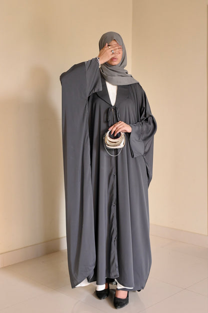 Nooré - Kaftan abaya- Charcoal Romantic Nida