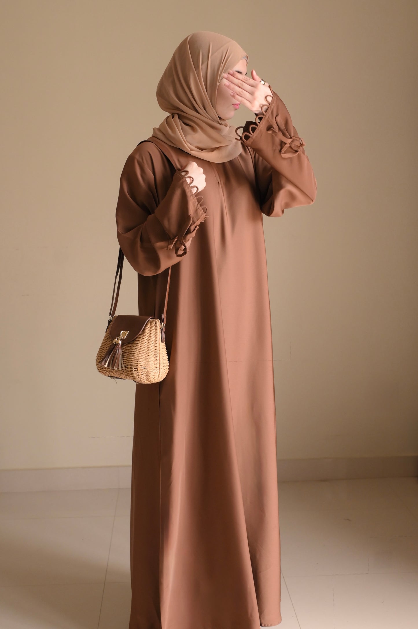 Elysian Bow Sleeve Nida Abaya-Cadbury