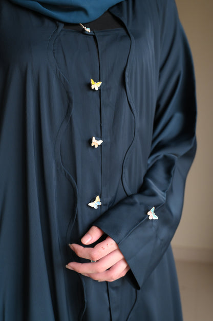 Opulent Waves - Teal Romantic Nida Abaya