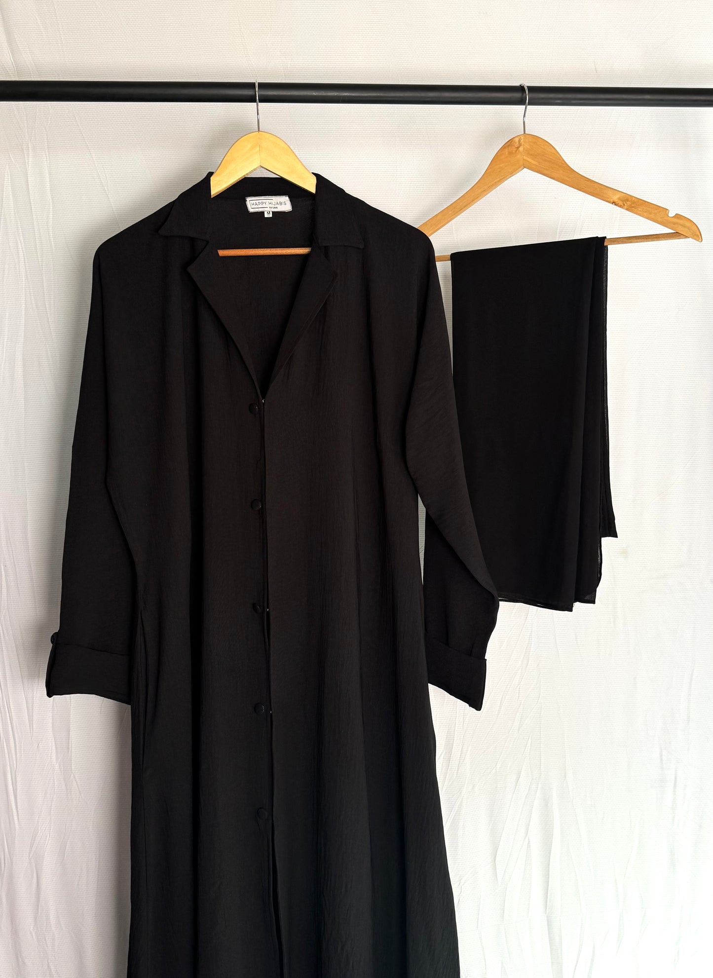 Turkish Staple Coat Abaya- Black