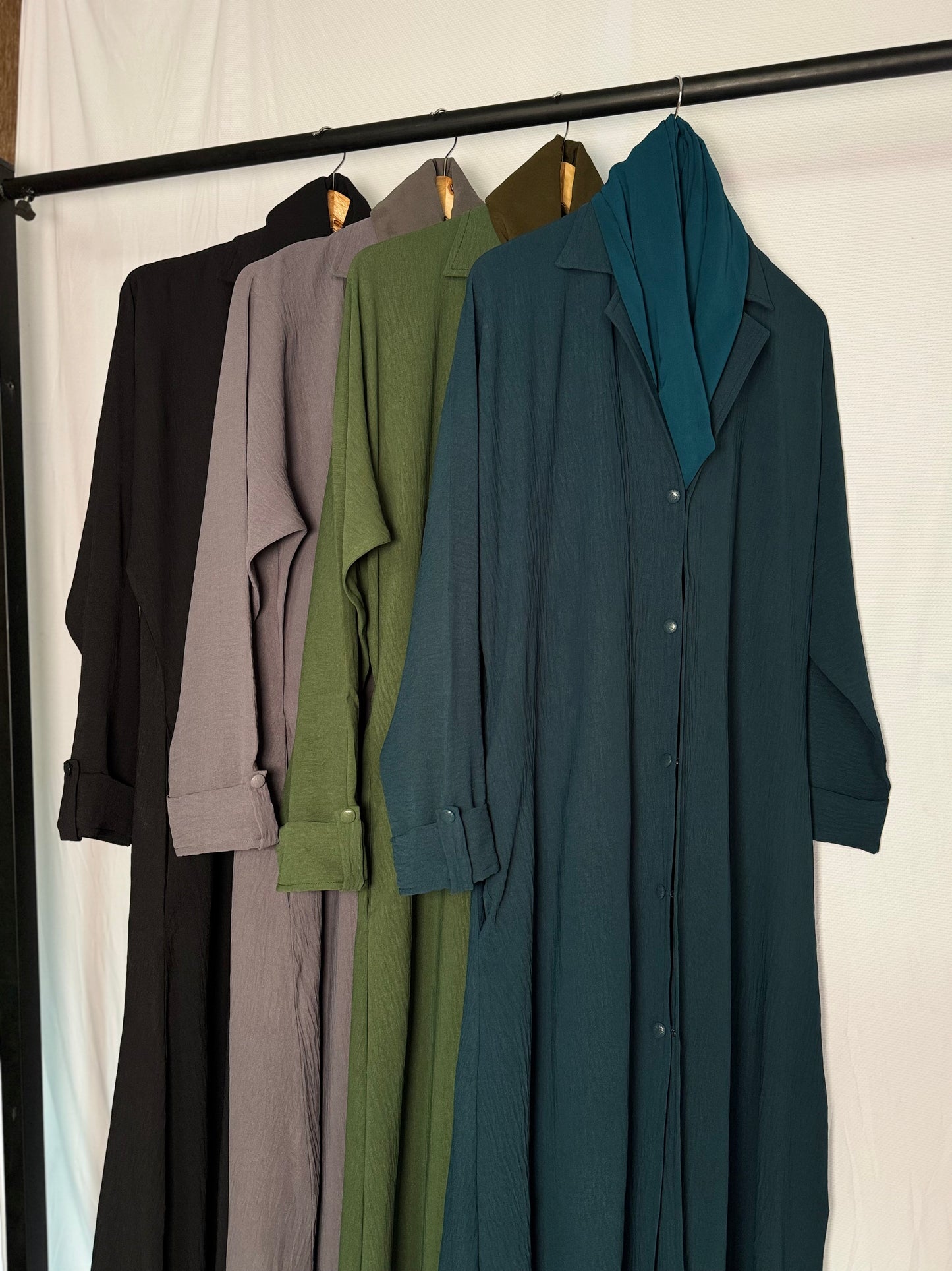 Turkish Staple Coat Abaya- Zinc