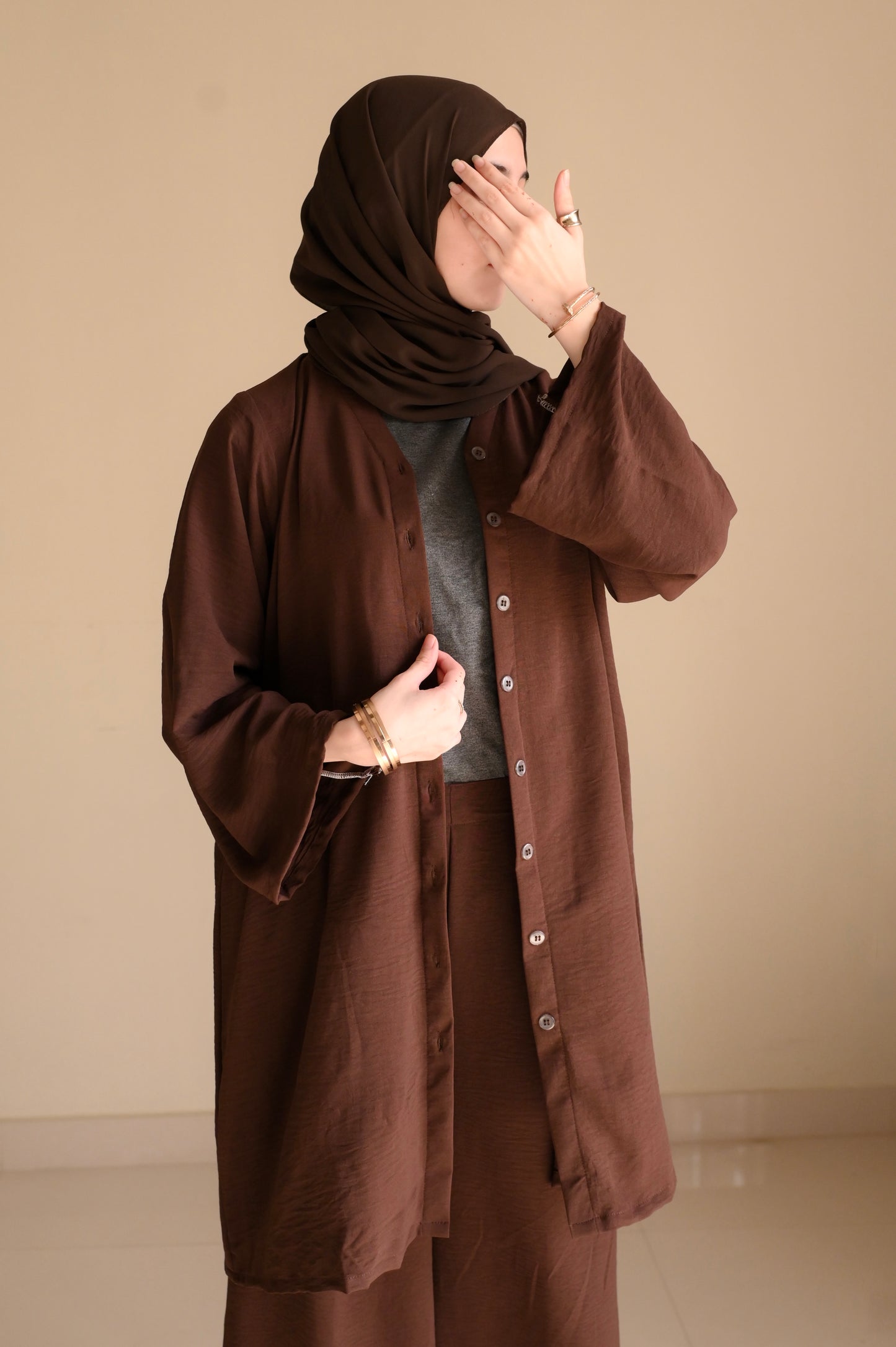 Button Down-Modest Coord Set- Choco