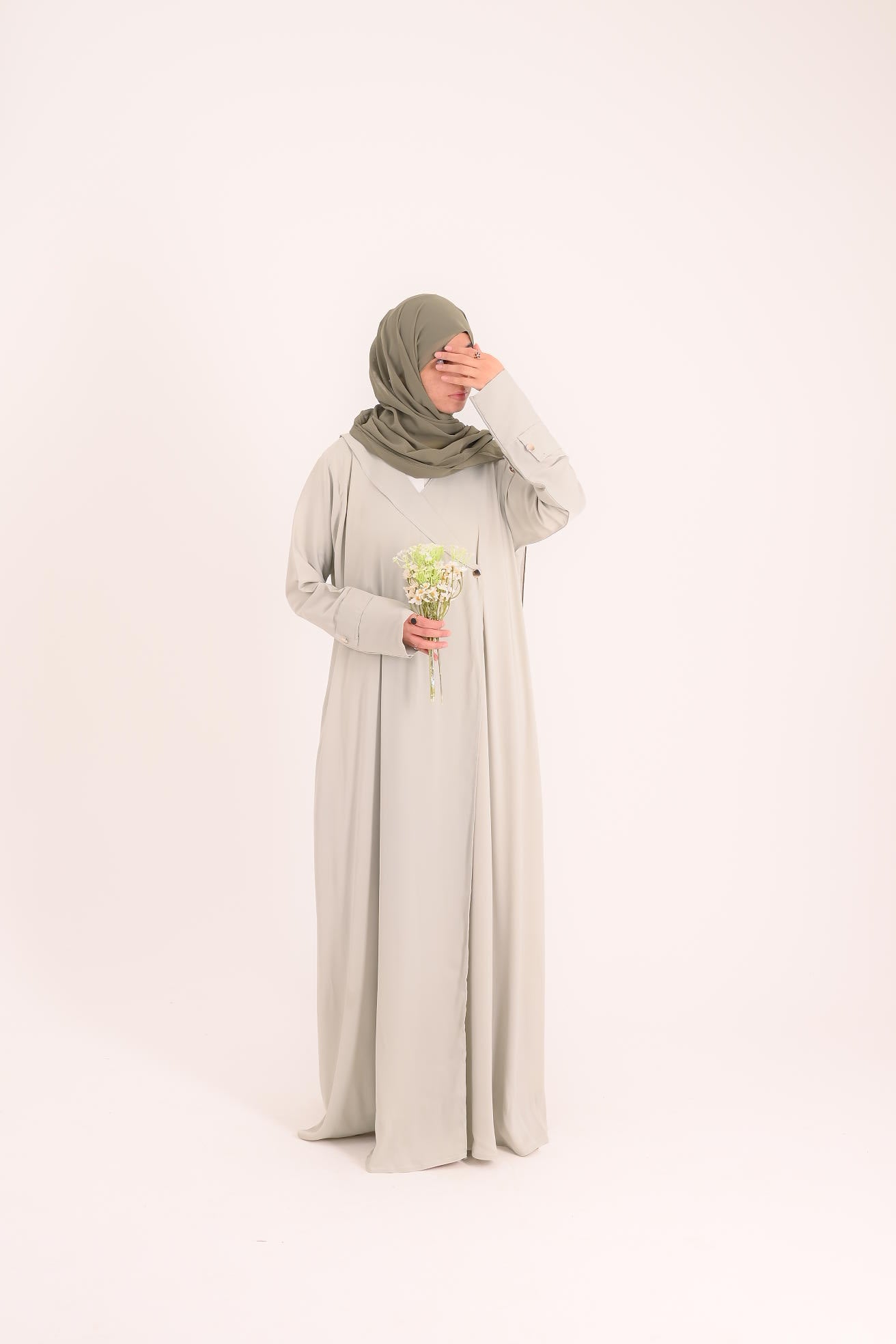 Raha- Bahrain Coat Abaya- Pistachio
