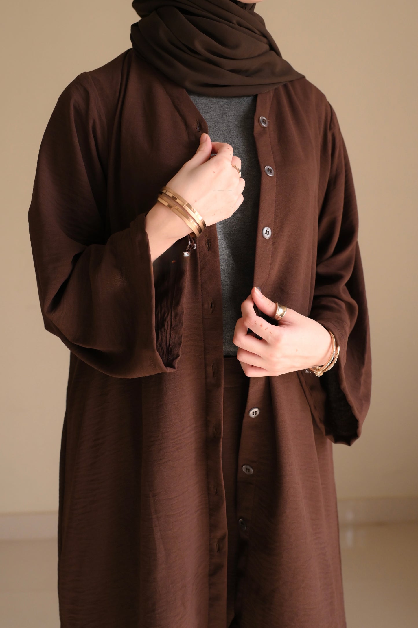 Button Down-Modest Coord Set- Choco