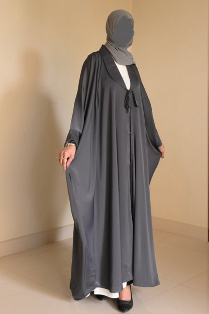 Nooré - Kaftan abaya- Charcoal Romantic Nida