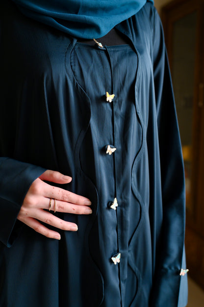 Opulent Waves - Teal Romantic Nida Abaya