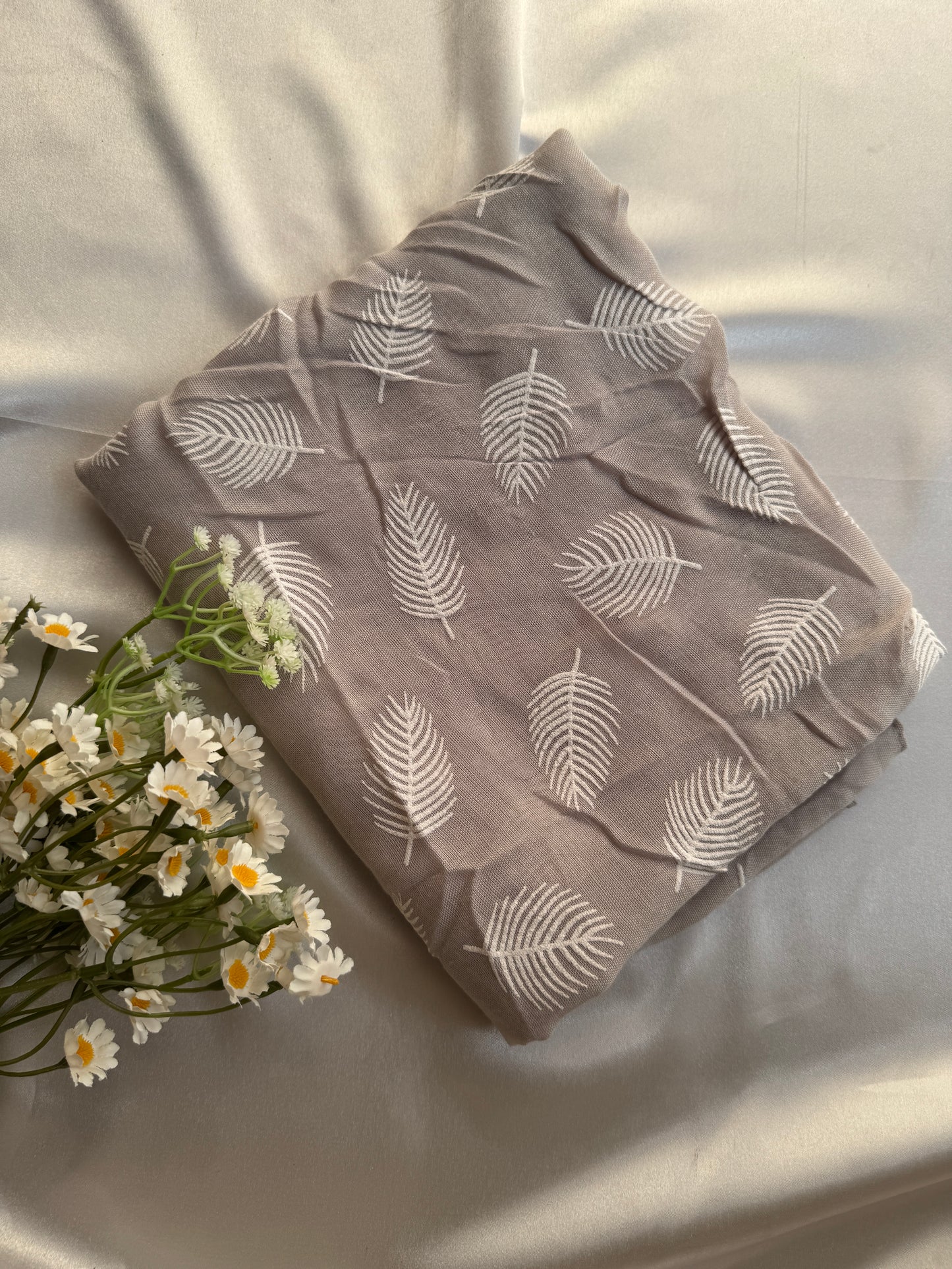 Block Print Feathers- Light Silver