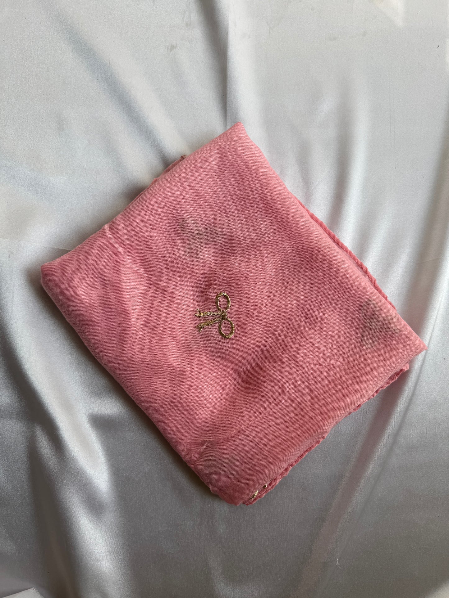 Embroidered Bow Hijabs- Pink