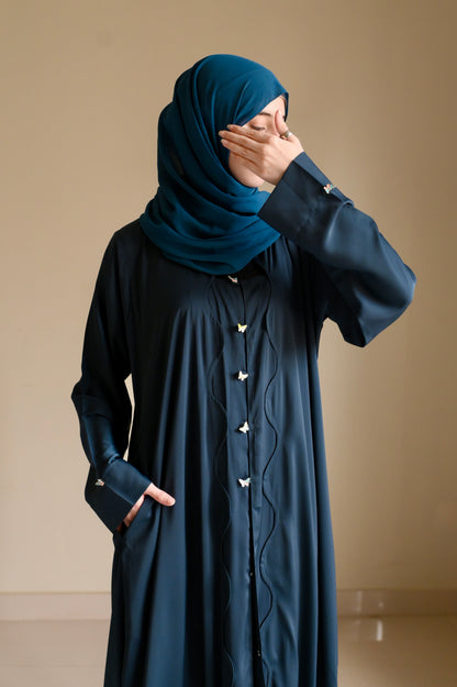 Opulent Waves - Teal Romantic Nida Abaya