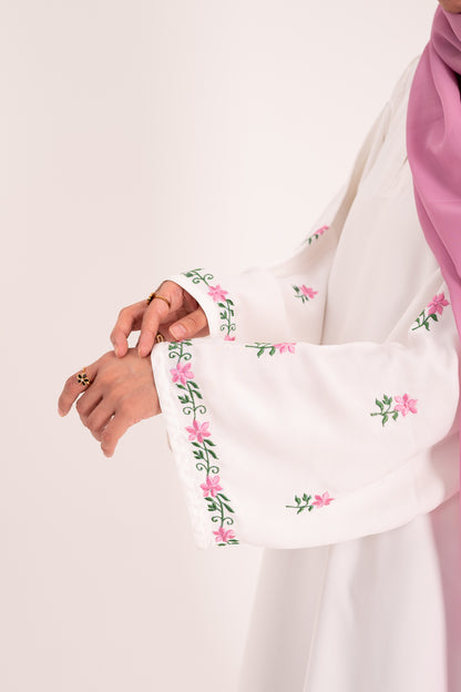 Ivory Bloom- Embroidered Abaya