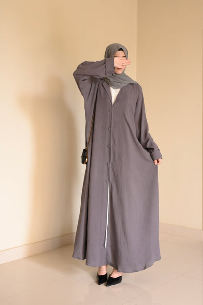Turkish Staple Coat Abaya- Grey