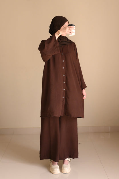 Button Down-Modest Coord Set- Choco