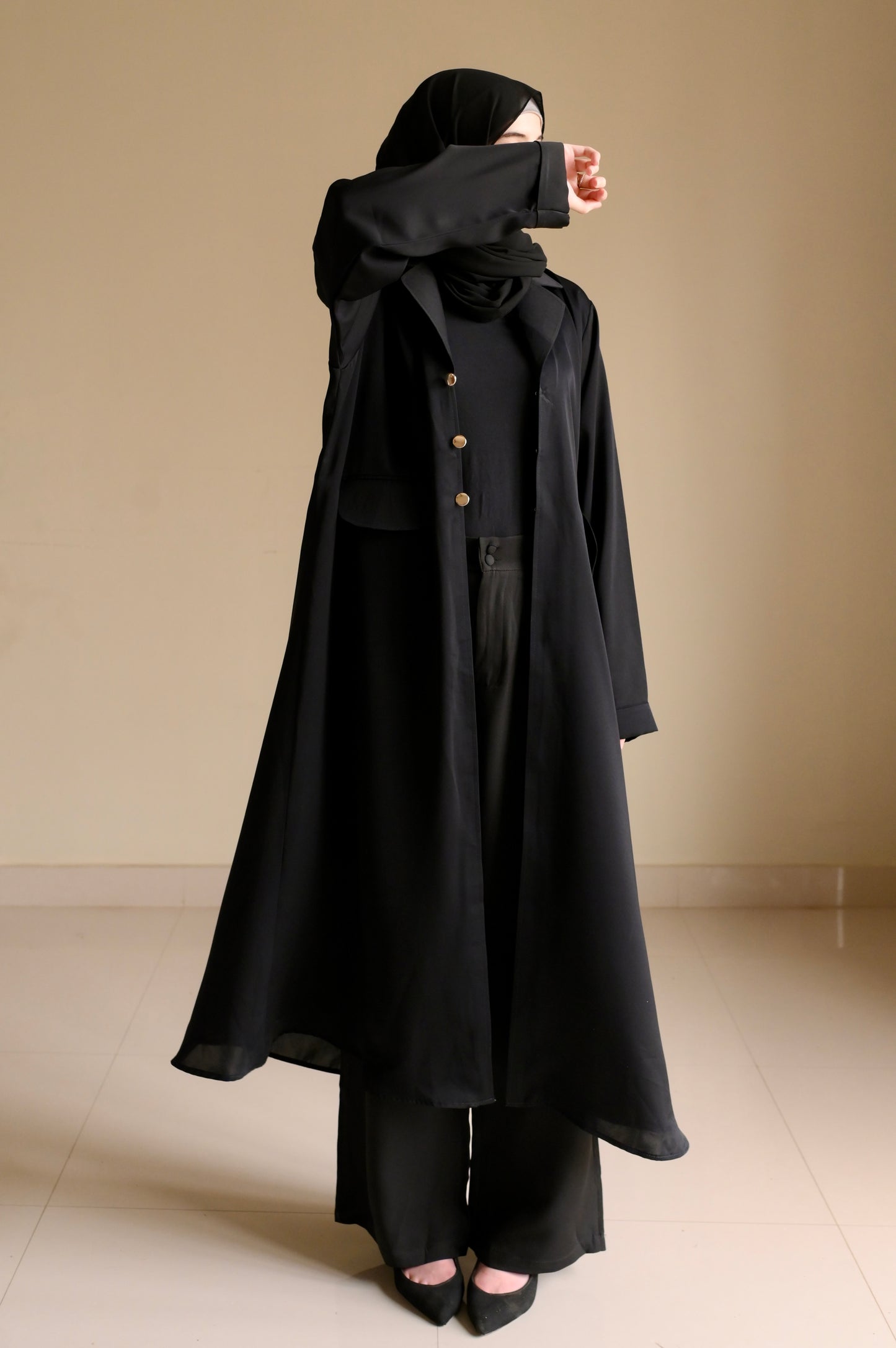 Staple Winter Coat Abaya-Black