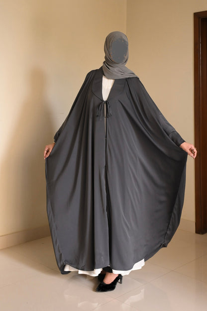 Nooré - Kaftan abaya- Charcoal Romantic Nida