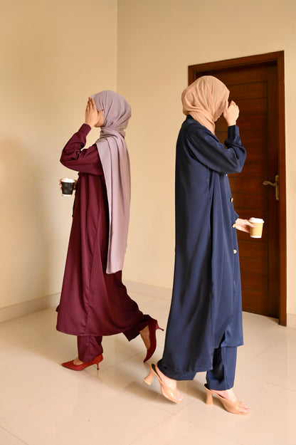 Elara Coord Set- Navy- Premium Nida