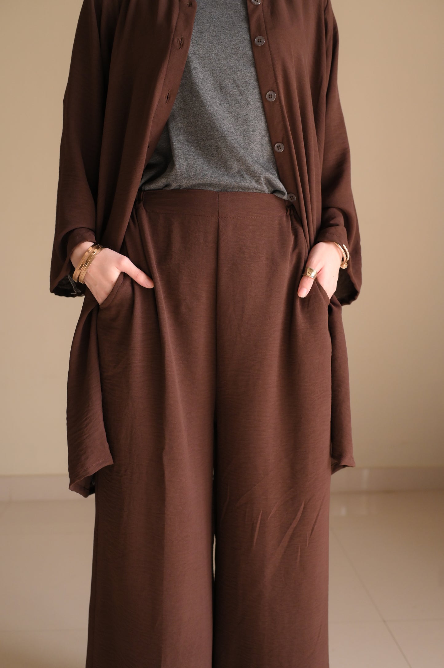 Button Down-Modest Coord Set- Choco
