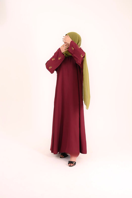 Maroon Majesty- Embroidered Abaya