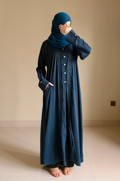 Opulent Waves - Teal Romantic Nida Abaya