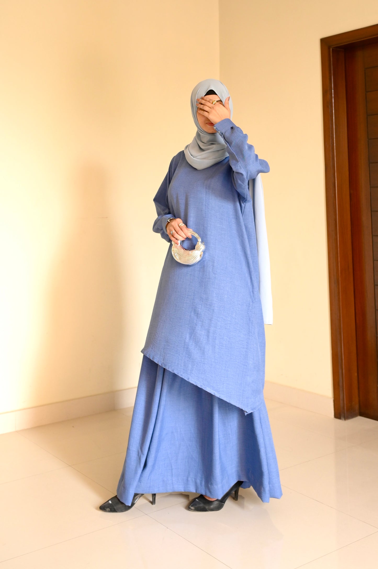 Celestial Coord Set- Denim Blue- Crush Linen