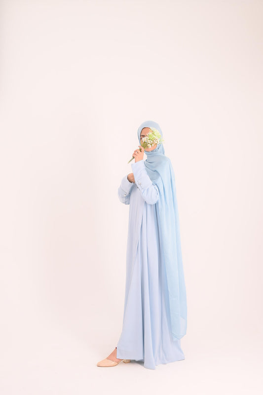 Raha- Bahrain Coat Abaya- Pastel Blue