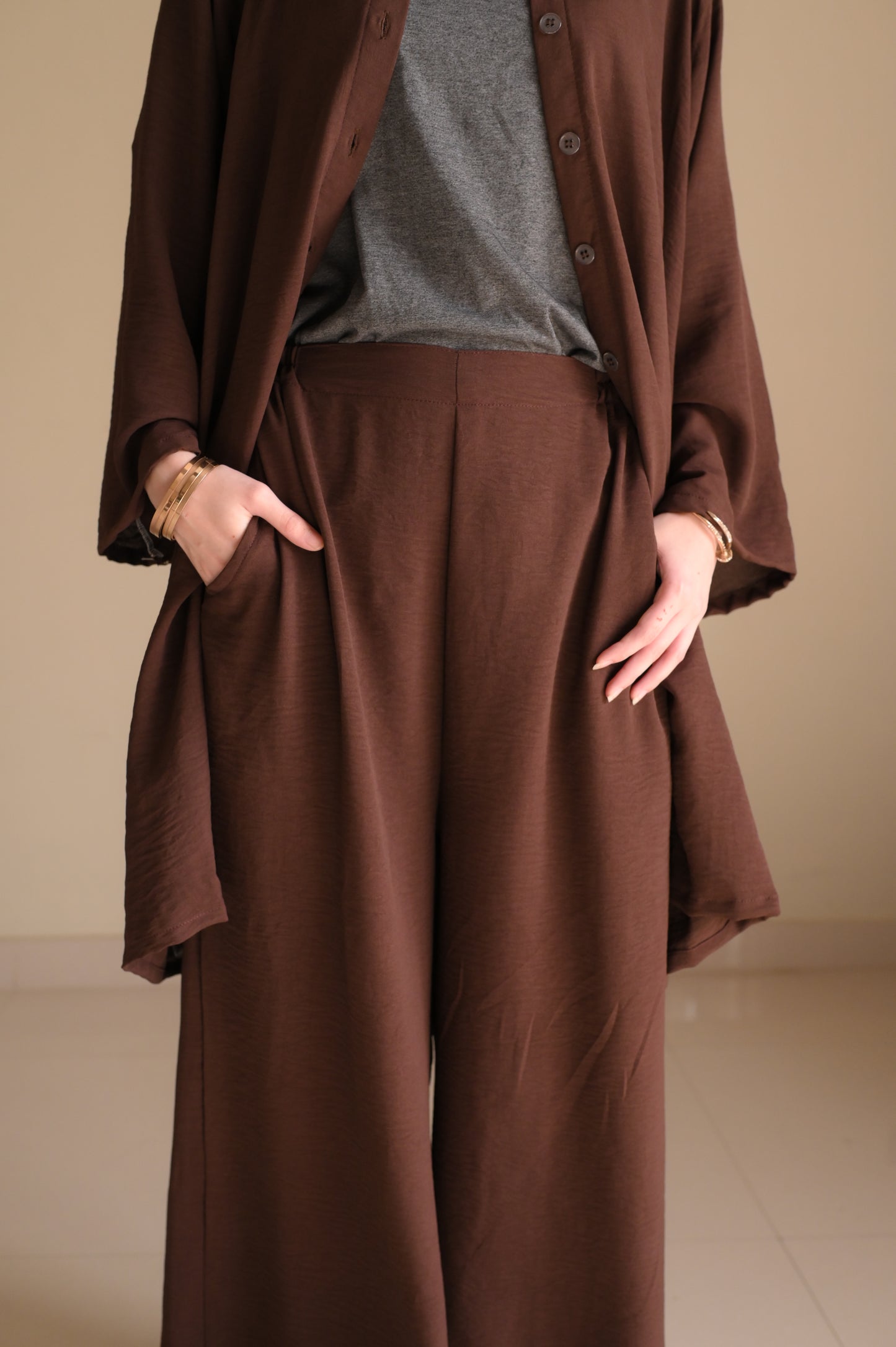 Button Down-Modest Coord Set- Choco