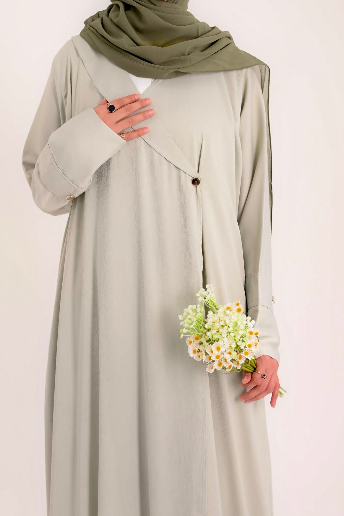 Raha- Bahrain Coat Abaya- Pistachio