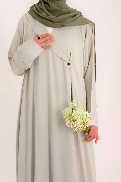 Raha- Bahrain Coat Abaya- Pistachio